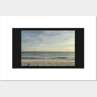 Scenic Beach with Sailboat Posters and Art